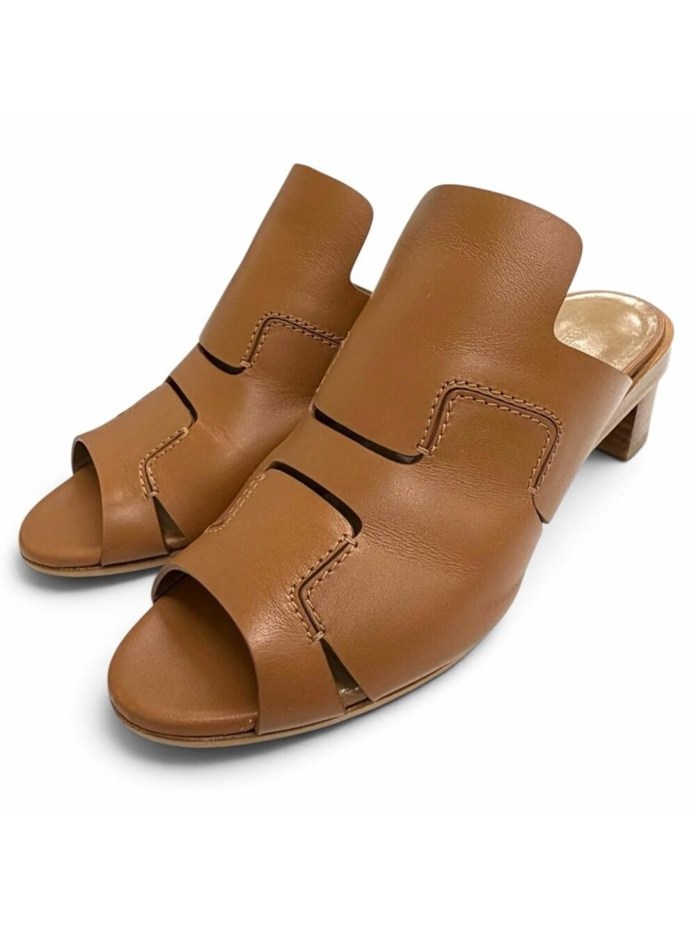 Hermes H Logo Cut Leather Sandals Brown